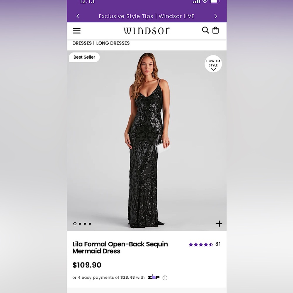 Black maxi sequinned prom dress